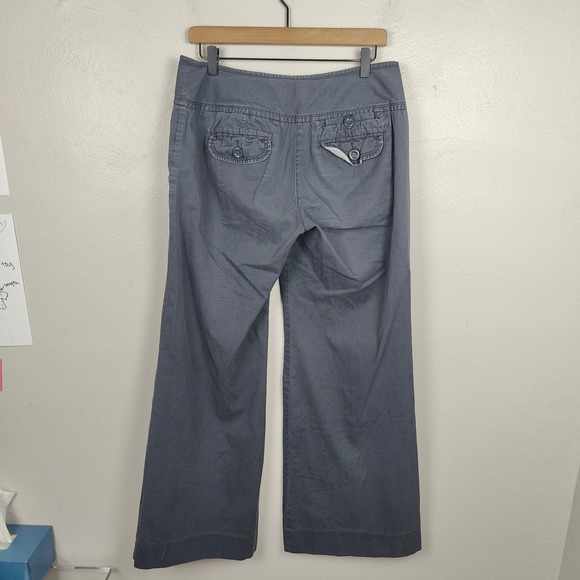Vintage Y2K Anthropologie Elevenses Wide Leg Pants Womens 8 Gray Trousers Boho - Picture 6 of 9